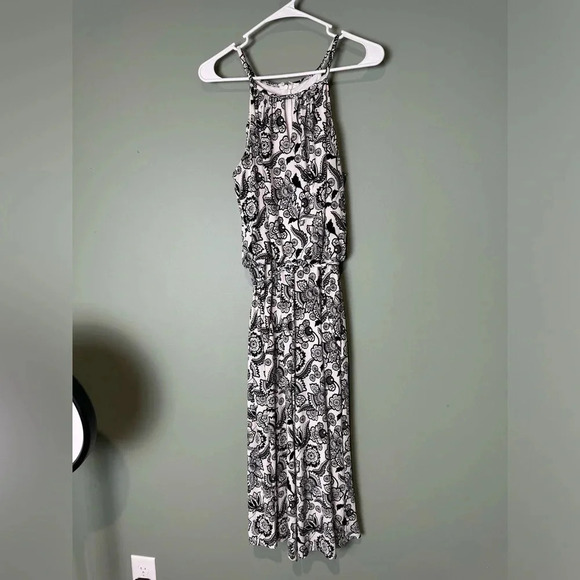 London Times Women’s Black and White Halter Top Romper‎ With Pockets Size 10 - Picture 1 of 7